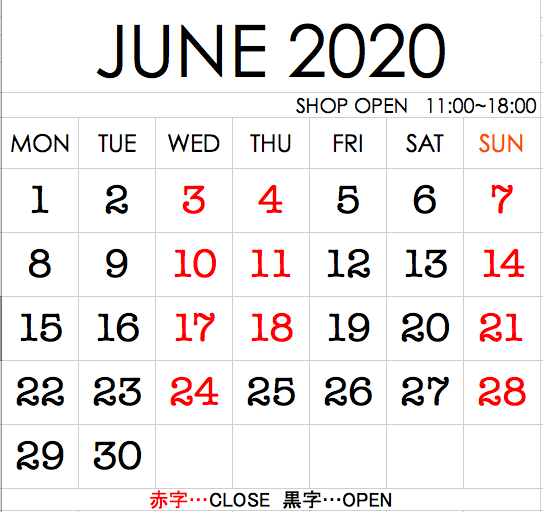 ６月　robita鵠沼海岸店　営業日のお知らせ