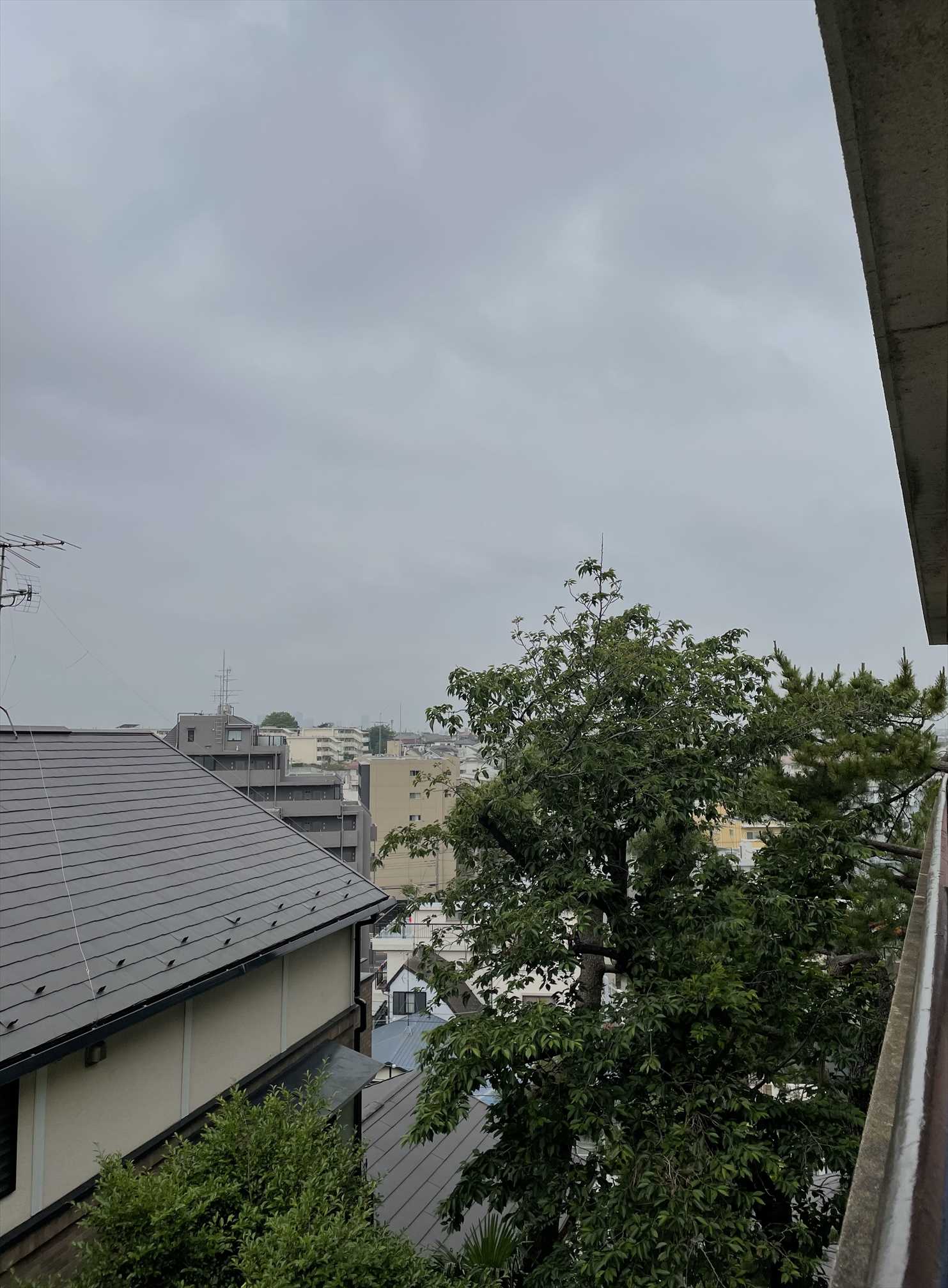 東京は雨まじりの曇り空